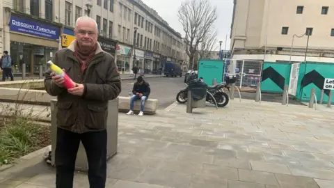 Carmelo Garcia Councillor Jeremy Hilton in Kings Square