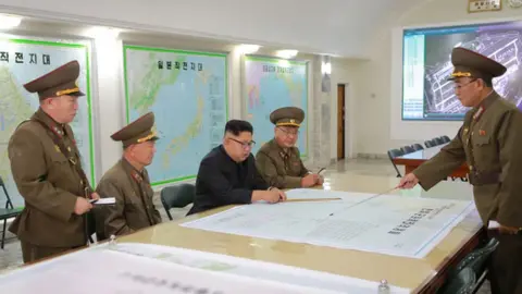 KCNA Kim Jong-un visits the Korean People's Army Strategic Force command