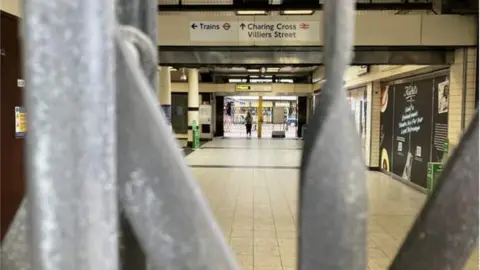 BBC Closed gates at Charing Cross station