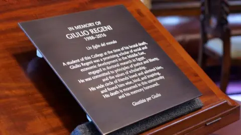 Girton College Plaque marking the death of Girton student Giulio Regeni