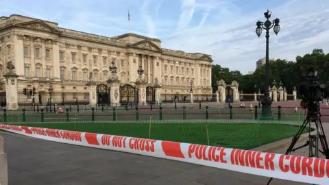 BBC Police tape outside Buckingham Palace