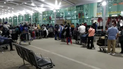 FCO People wait for flight