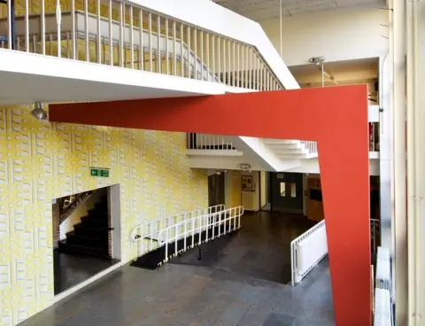 Historic England Archive Lansbury Lawrence School, Poplar, London. Interior of entrance foyer