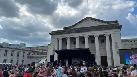 The main stage has been set up in Guildhall Square