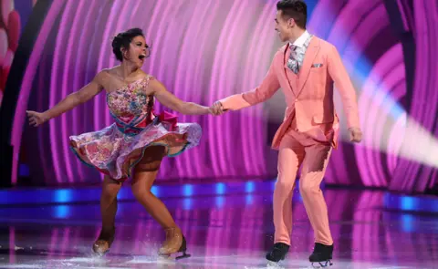 Matt Frost/ITV/Shutterstock Joe Warren-Plant and Vanessa Bauer on Dancing On Ice