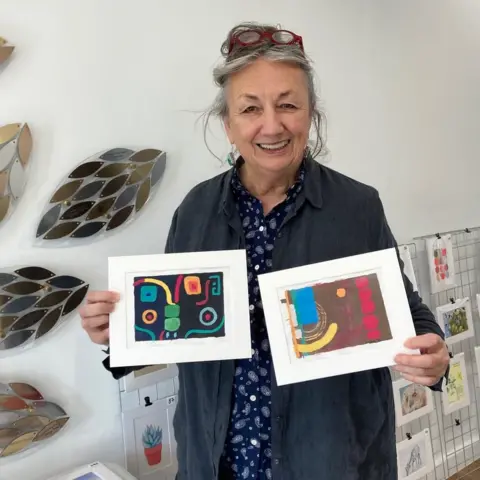 Sobell House Hospice Charity Annie Sloan with artwork.