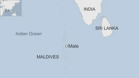 Map showing the location of the Maldives