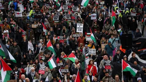 Reuters Demonstrators in London march as they protest in solidarity with Palestinians in Gaza