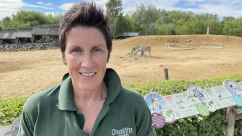 Mike Liggins/BBC Ange Matthews, head zoo keeper