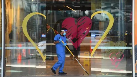 EPA A cleaner at a quarantine hotel in Melbourne