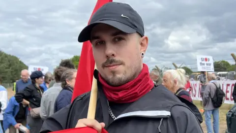 Jon Ironmonger/BBC Joe Weaver, Young Communist League, East of England, at Lakenheath, Suffolk