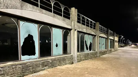 South Tyneside Council The windows were smashed by vandals using glass