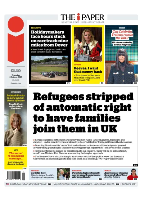  "Refugees stripped of automatic right to have families join them in UK".