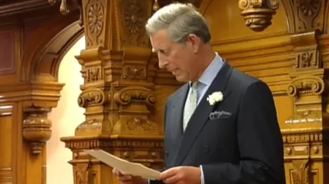 King Charles speaking in the States Assembly in Jersey in 2012