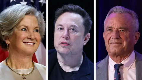 Getty Images A composite photograph of Susie Wiles, Elon Musk and Robert F Kennedy Jr