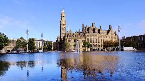 Getty Images The ornate Grade 1 listed Braford town hall building, completed in 1873 with 'the mirror pool' in foreground