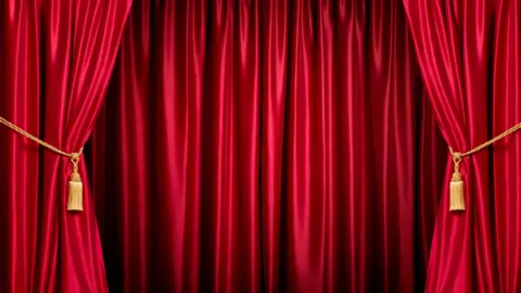 Background/theatre red curtains - stock photo