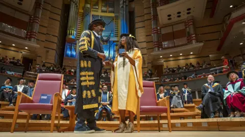 Birmingham City University Beverley Knight with Sir Lenny Henry