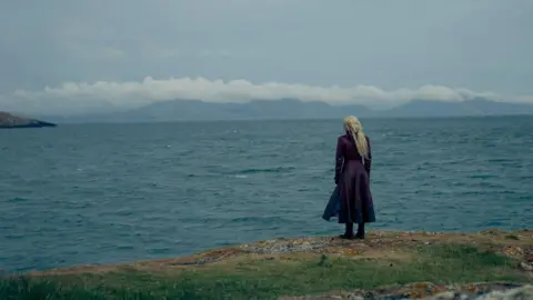 HBO Rhaenyra (Emma D'Arcy) filming on the Welsh coast for House of the Dragon Season 2.