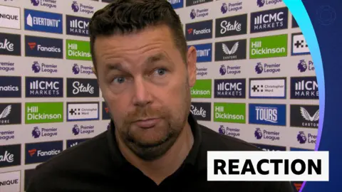Crystal Palace manager Pierre Sage during his post-match interview