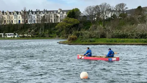 Ingenium Photography Martin Malone and a fellow Expedition Limitless team member in the canoe on the Mooragh Park boating lake