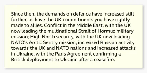 X/John Healey Excerpt from John Healey’s resignation letter:
Since then, the demands on defence have increased still further, as have the UK commitments you have rightly made to allies. Conflict in the Middle East, with the UK now leading the multinational Strait of Hormuz military mission; High North security, with the UK now leading NATO’s Arctic Sentry mission; increased Russian activity towards the UK and NATO nations and increased attacks in Ukraine, with the Paris Agreement confirming a British deployment to Ukraine after a ceasefire.