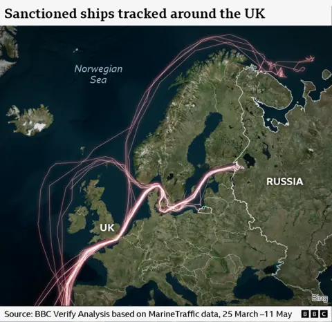 A satellite map showing the passage around sailing through the English Channel