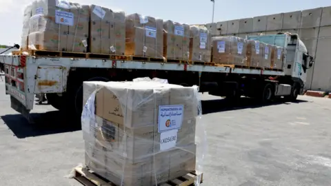 Reuters A truck carrying humanitarian aid for the Gaza Strip
