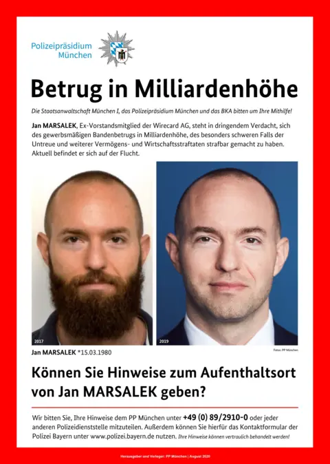 Interpol The Interpol red notice showing Jan Marsalek, who is wanted in Germany for alleged fraud.