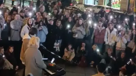 Telegram A band plays a song outside in St Petersburg