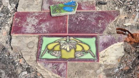 Coloured tiles discovered during dig at Preston's youth zone site