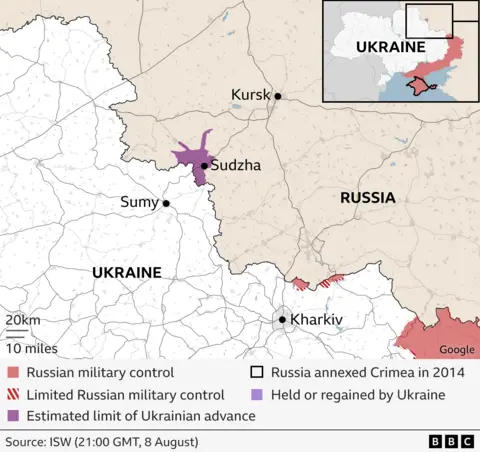 Mapa de Ucrania y Rusia