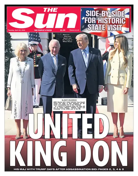 The headline on the front page of the Sun reads: "United King Don."