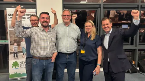 Conservatives celebrate their victory in Newark West