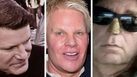 Getty Images / Handout A composite representation  showing the seldom  photographed Matthew Smith from an lawsuit   successful  Paris successful  2012, Mike Jeffries astatine  an A&F store   opening   successful  2005, and James Jacobson, who is wearing sunglasses and has a snakeskin spot  implicit    his missing nose