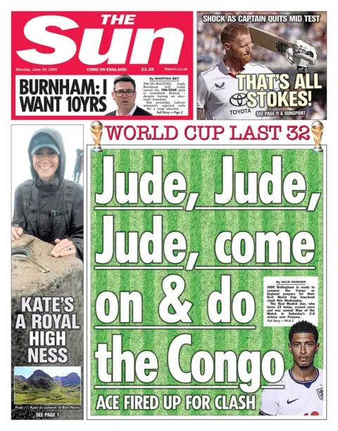 "Jude, Jude, Jude, come on & do the Congo" reads the headline on the front page of the Sun. 