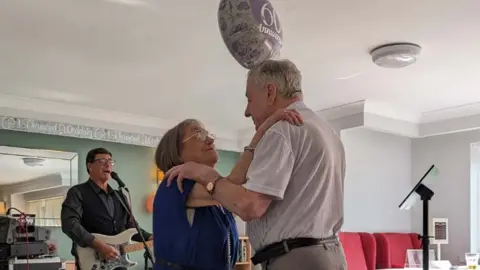 Greenwood family Jan and Fred Greenwood dancing at their 60th anniversary party