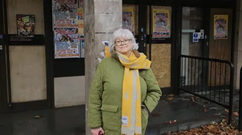 BBC Jane Gynn outside Beatties