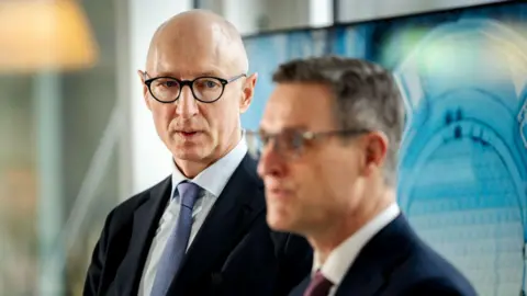 AFP/Getty Lars Fruergaard Jørgensen, CEO of Danish drugmaker Novo Nordisk, maker of the blockbuster diabetes and weight-loss treatments Ozempic and Wegovy, and chief financial officer Karsten Munk Knudsen (R) present the annual report at Novo Nordisk in Bagsvaerd, Denmark, on February 5, 2025.