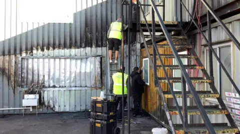 Repair work as St James Park after the fire that damaged the club's control room