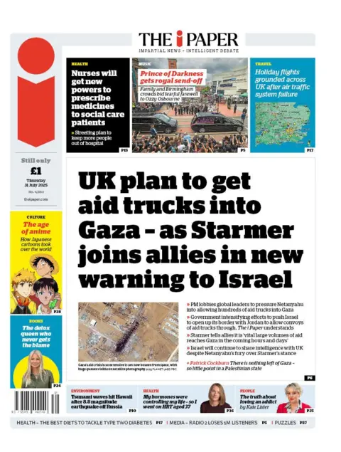  "UK plan to get aid trucks into Gaza - as Starmer joins allies in new warning to Israel".