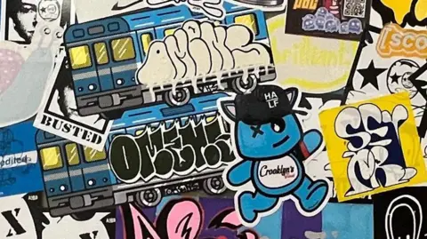 A collage of stickers