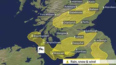 Met Office A met office map showing weather warnings
