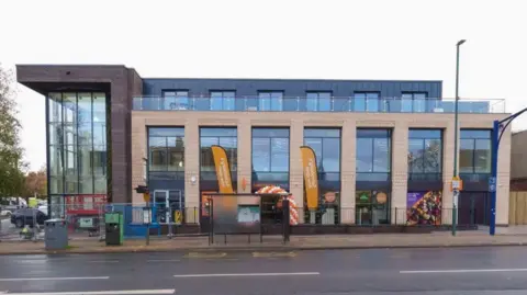 A street view image of the Sherwood Library in Spondon Street. 