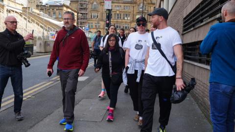 Figen Murray, the mother of Manchester Arena bombing victim Martyn Hett, as she begins a 200-mile walk to Downing Street to demand the introduction of Martyn's Law for stronger protections against terrorism in public places