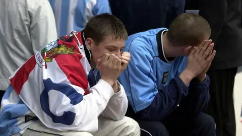 Rick Cushen and Graeme Nason after relegation at Villa Park