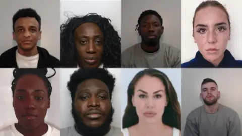 National Crime Agency Eight mugshots featuring people looking directly at the camera