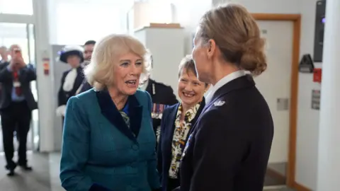 PA Media Queen Camilla shaking hands with Supt Sharon Baker at the Avon and Somerset Police Headquarters.