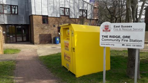 A clothing bank at The Ridge fire station 