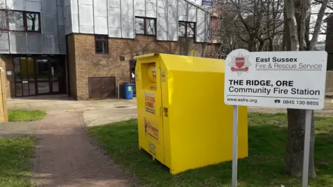 East Sussex Fire & Rescue Service A clothing bank at The Ridge fire station 